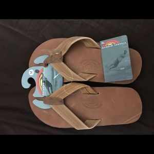 Men’s Rainbow Brown Flip Flops NWT